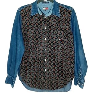 Vintage Tommy Hilfiger women's denim paisley top, 10